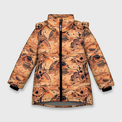 Куртка зимняя для девочки Морские раковины, цвет: 3D-светло-серый