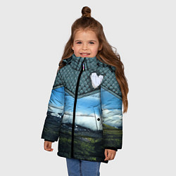 Куртка зимняя для девочки Облачные сердца, цвет: 3D-светло-серый — фото 2