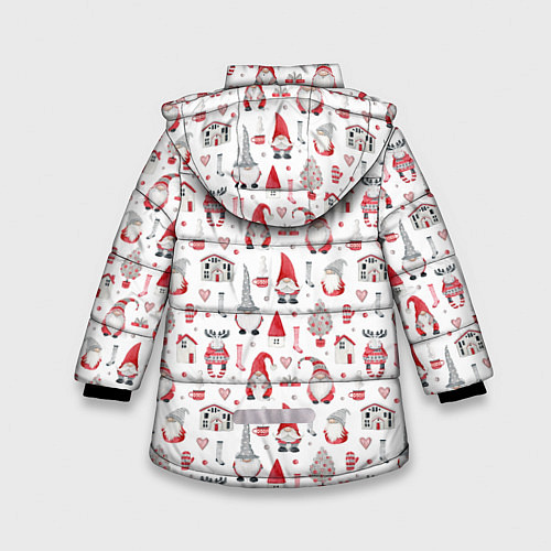 Зимняя куртка для девочки Акварельные гномы / 3D-Красный – фото 2