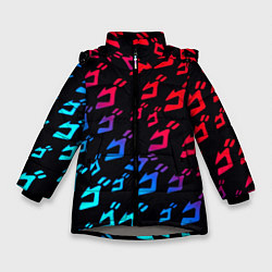 Куртка зимняя для девочки JoJos Bizarre битво лого неон, цвет: 3D-светло-серый