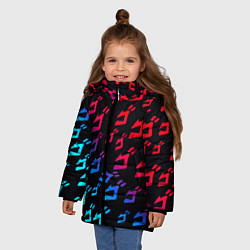 Куртка зимняя для девочки JoJos Bizarre битво лого неон, цвет: 3D-светло-серый — фото 2
