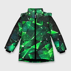 Куртка зимняя для девочки Зелёное разбитое стекло, цвет: 3D-черный