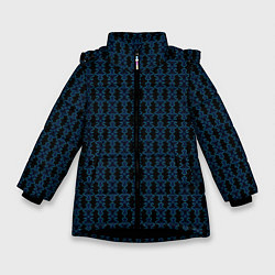 Куртка зимняя для девочки Узоры чёрно-синий паттерн, цвет: 3D-черный