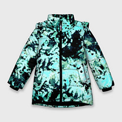 Зимняя куртка для девочки Абстракция чёрно-голубой неон