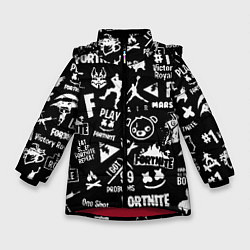 Куртка зимняя для девочки Fortnite alllogo black, цвет: 3D-красный
