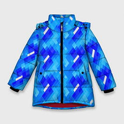 Зимняя куртка для девочки Синее пиксельное полотно