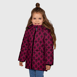 Куртка зимняя для девочки Паттерн узоры тёмно-розовый, цвет: 3D-черный — фото 2