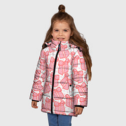 Куртка зимняя для девочки Узор с розовыми бантами в горошек, цвет: 3D-красный — фото 2