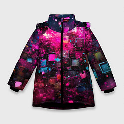 Зимняя куртка для девочки Летящие абстрактные кубики