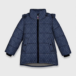Куртка зимняя для девочки Серо-синий геометричные линии, цвет: 3D-светло-серый