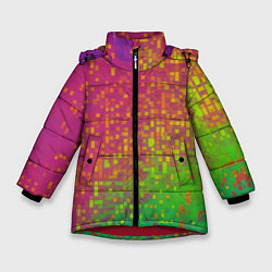Зимняя куртка для девочки Разноцветные пиксели