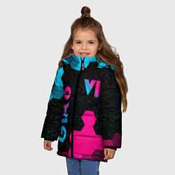 Куртка зимняя для девочки GTA 6 - neon gradient вертикально, цвет: 3D-черный — фото 2