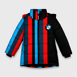 Куртка зимняя для девочки BMW sport line car, цвет: 3D-черный