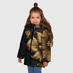 Куртка зимняя для девочки Золотой герб России, цвет: 3D-светло-серый — фото 2
