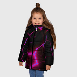 Куртка зимняя для девочки Неоновые плиты, цвет: 3D-красный — фото 2
