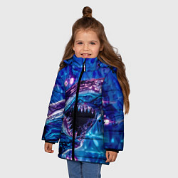 Куртка зимняя для девочки Фиолетовая акула, цвет: 3D-светло-серый — фото 2