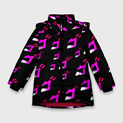 Куртка зимняя для девочки JoJos Bizarre neon pattern logo, цвет: 3D-красный