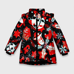Зимняя куртка для девочки Рождественские паттерны орнамент