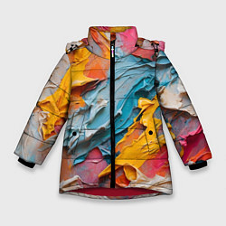 Куртка зимняя для девочки Абстрактная живопись акрилом, цвет: 3D-красный