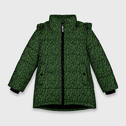 Зимняя куртка для девочки Тёмно-зелёный паттерн