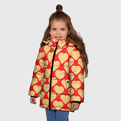 Куртка зимняя для девочки Охристые сердца, цвет: 3D-светло-серый — фото 2