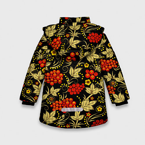 Зимняя куртка для девочки Русский узор с позолотой / 3D-Красный – фото 2