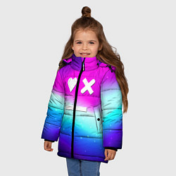 Куртка зимняя для девочки Love death robots neon gradient serial, цвет: 3D-светло-серый — фото 2
