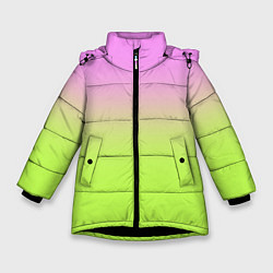 Зимняя куртка для девочки Розовый и ярко-зеленый градиент