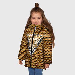 Куртка зимняя для девочки Жёлтые и чёрные треугольники, цвет: 3D-черный — фото 2