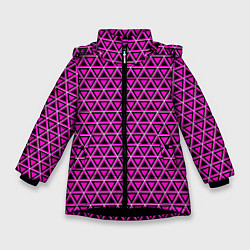 Куртка зимняя для девочки Розовые и чёрные треугольники, цвет: 3D-черный