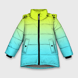 Куртка зимняя для девочки Ярко-зеленый и бирюзовый градиент, цвет: 3D-светло-серый