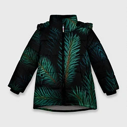 Куртка зимняя для девочки Хвоя - паттерн, цвет: 3D-светло-серый