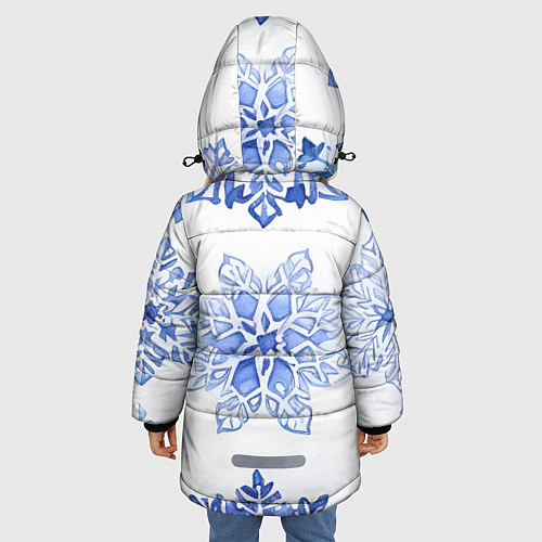 Зимняя куртка для девочки Снежинки в ряд / 3D-Светло-серый – фото 4