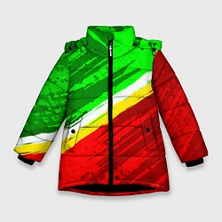 Куртка зимняя для девочки Расцветка Зеленоградского флага, цвет: 3D-черный