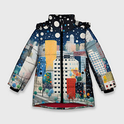 Зимняя куртка для девочки Новогодний ночной город