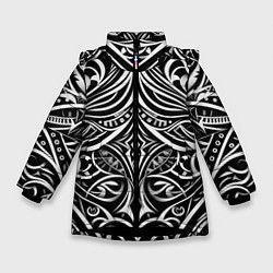 Куртка зимняя для девочки Чёрно белые узоры, цвет: 3D-черный