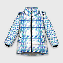 Куртка зимняя для девочки Схема квадрат, цвет: 3D-светло-серый