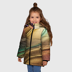 Куртка зимняя для девочки Плавные рельефы с блёстками, цвет: 3D-черный — фото 2