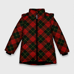Зимняя куртка для девочки Красно-зелёный клетчатый