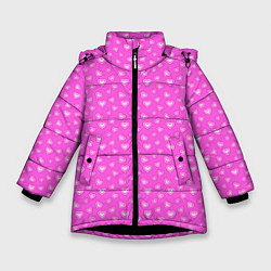 Куртка зимняя для девочки Розовый маленькие сердечки, цвет: 3D-черный