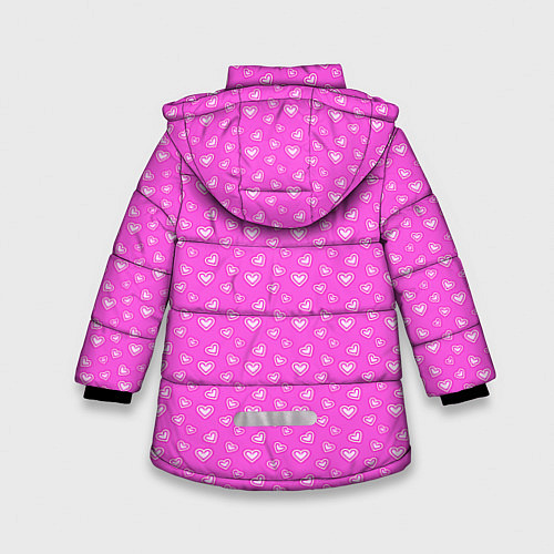 Зимняя куртка для девочки Розовый маленькие сердечки / 3D-Светло-серый – фото 2
