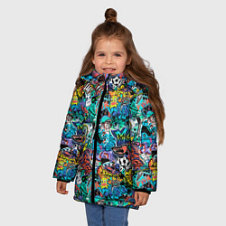 Куртка зимняя для девочки Music life, цвет: 3D-светло-серый — фото 2