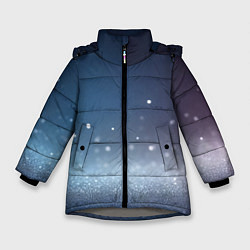 Куртка зимняя для девочки Серебристые блёстки на синем фоне - нейросеть, цвет: 3D-светло-серый