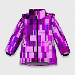 Куртка зимняя для девочки Розовый глитч, цвет: 3D-светло-серый