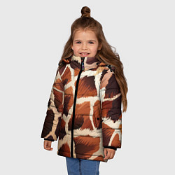 Куртка зимняя для девочки Пятнистый мех жирафа, цвет: 3D-черный — фото 2