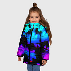 Куртка зимняя для девочки Marshmello neon space, цвет: 3D-черный — фото 2