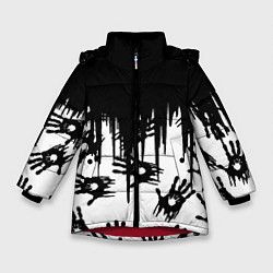 Куртка зимняя для девочки Death Stranding отпечатки рук, цвет: 3D-красный