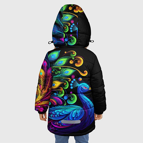 Зимняя куртка для девочки Neon peacock - art / 3D-Светло-серый – фото 4