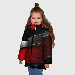 Куртка зимняя для девочки Красный серый и черный, цвет: 3D-черный — фото 2