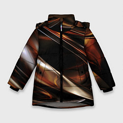 Куртка зимняя для девочки Изогнутая шоколадная абстракция, цвет: 3D-светло-серый